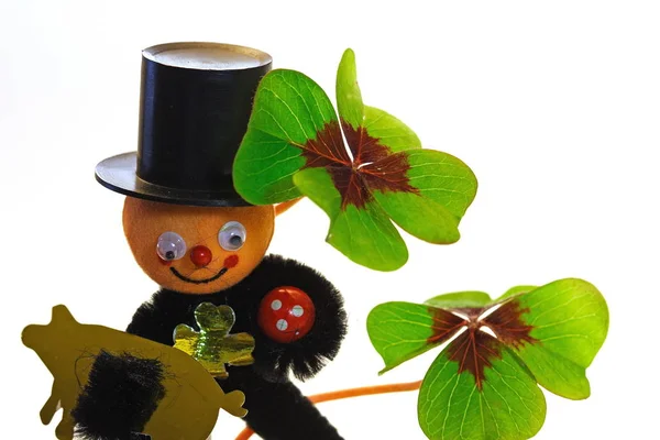 Parches Día Negro Leprechaun Con Trébol Flor — Foto de Stock