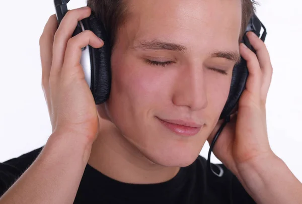 Junger Mann Hört Musik Mit Kopfhörern — Stockfoto