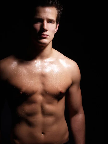 Young Handsome Man Underwear Posing Black Background — Stock Photo, Image