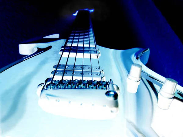 Electric Guitar Blue Background — Stock Photo, Image