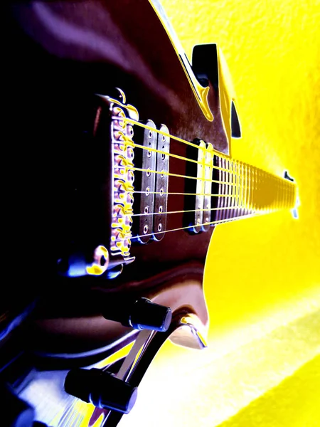 Guitarra Elétrica Fundo Preto — Fotografia de Stock