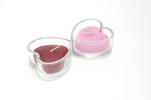 Two Heart Shaped Candles — Stock Photo, Image