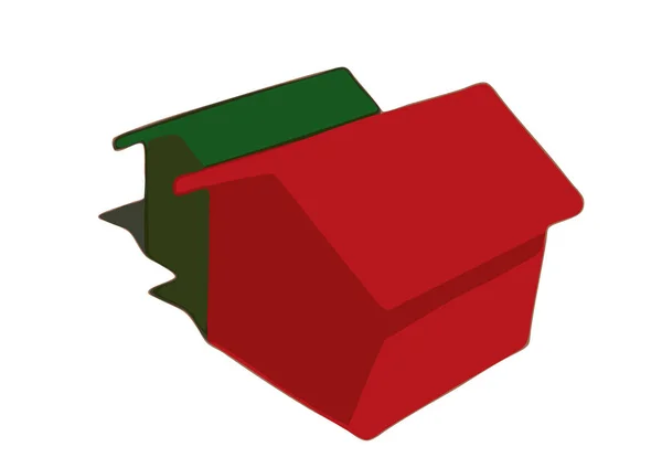 Casa Verde Con Cinta Roja — Foto de Stock