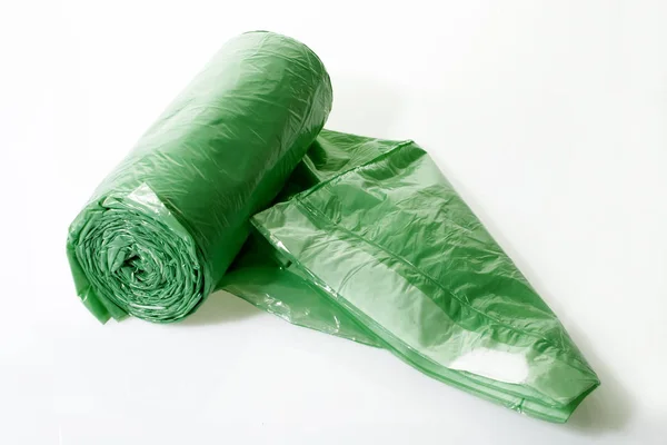 Grüne Mülltüte Isoliert Auf Weißem Hintergrund — Stockfoto