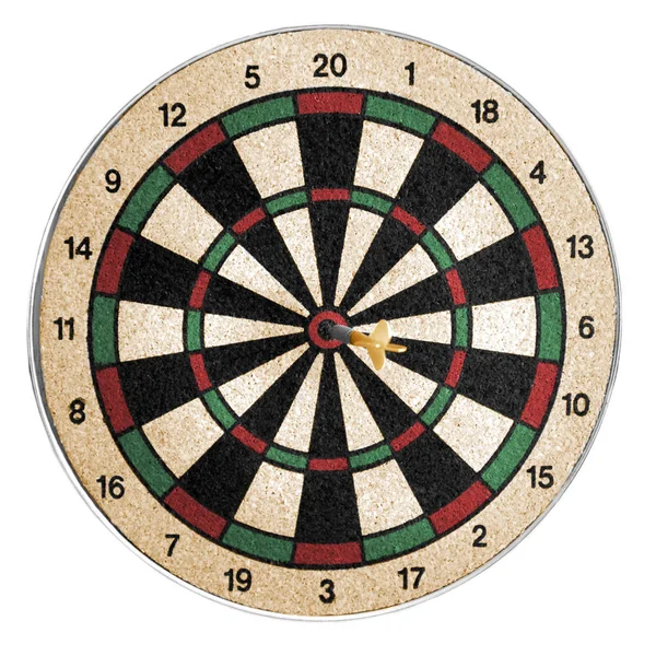 Dartscheibe Mit Darts Isoliert Auf Weißem Hintergrund — Stockfoto