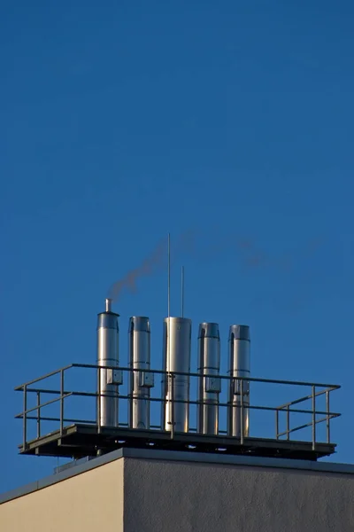 Centrale Électrique Industrielle Dans Ciel Bleu — Photo