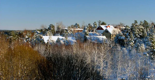Огляд Невеликого Житлового Поселення Передмістя Стокгольма Збірка Двох Фотографій — стокове фото