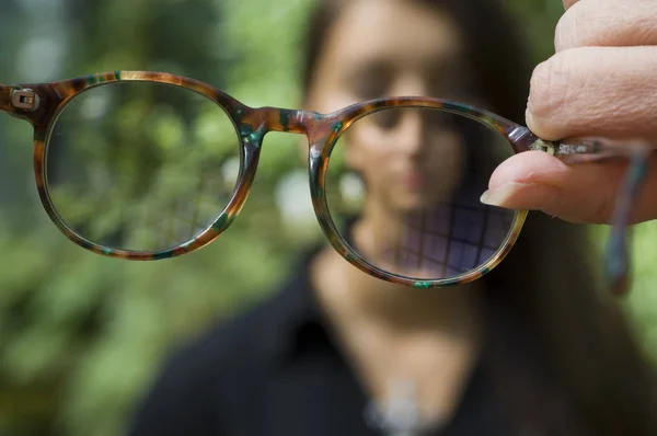 looking through the glasses