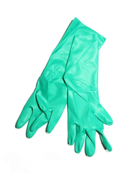 白色的绿色手套 — 图库照片