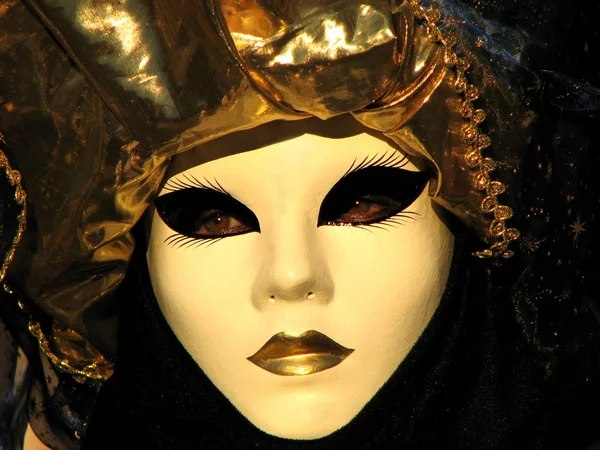 Dvě Zlaté Benátské Masky — Stock fotografie