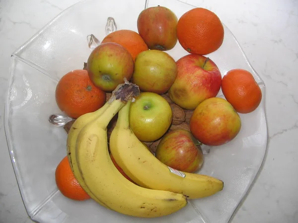 Fruta Uma Tigela Vidro — Fotografia de Stock