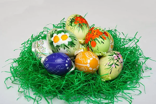 Красные Пасхальные Яйца Весенняя Еда — стоковое фото