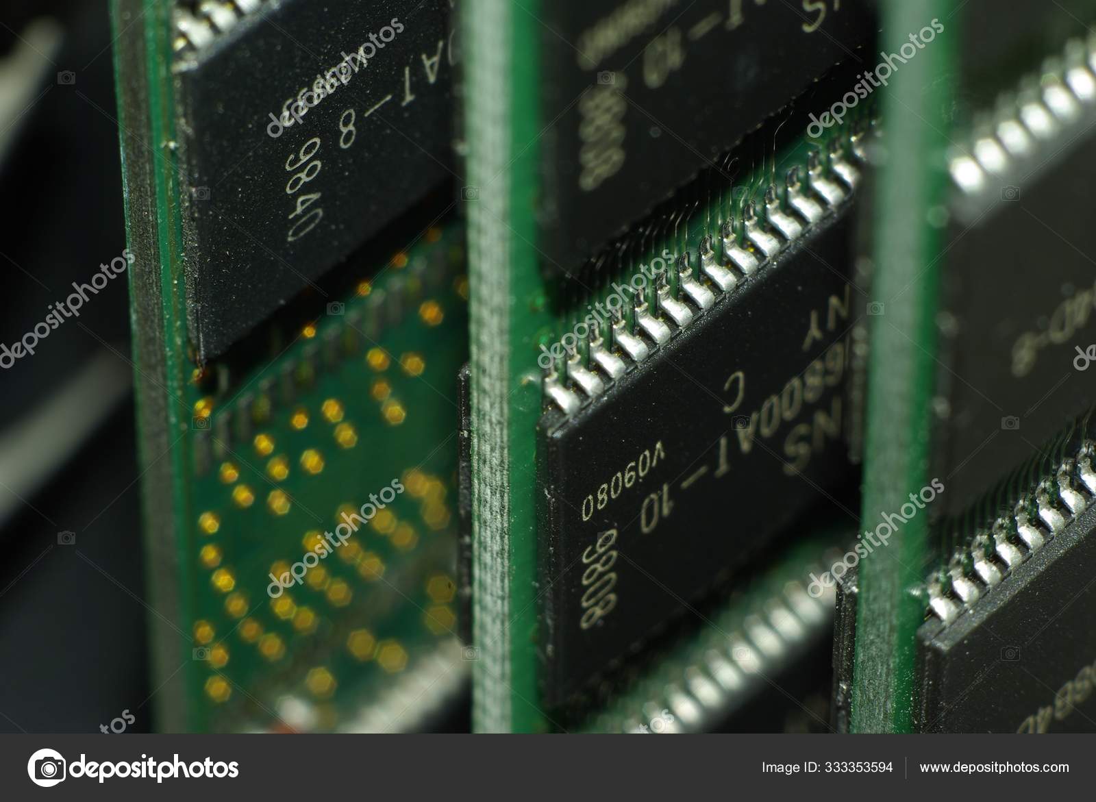 Close Black White Electronic Circuit Board Stock Photo by