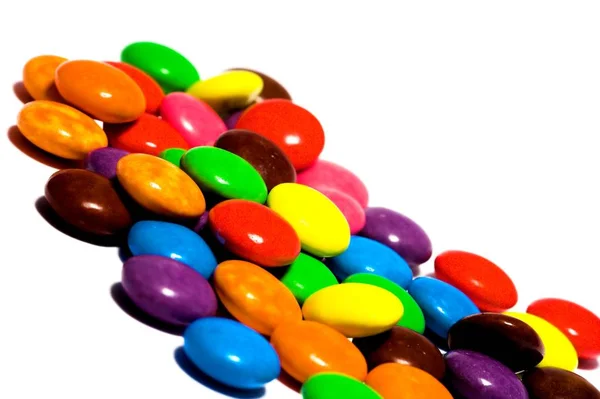 Colorful Candy Row White Background — Stock Photo, Image