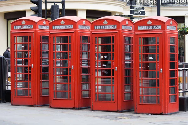 Cabines Telefônicas Inglesas Vermelhas Londres — Fotografia de Stock