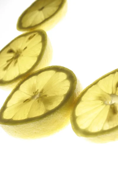Lemon Slices Semicircle Isolated White Background Close View — Stock Photo, Image