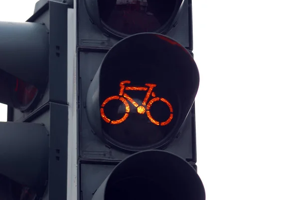 Semáforo Bicicleta Amarillo — Foto de Stock