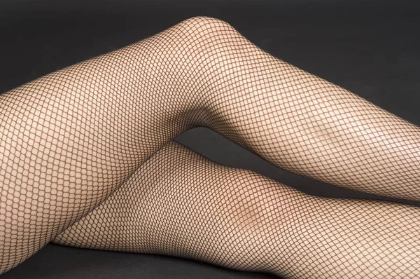 Sexy Ass Woman Black Stockings Floor — Stok fotoğraf