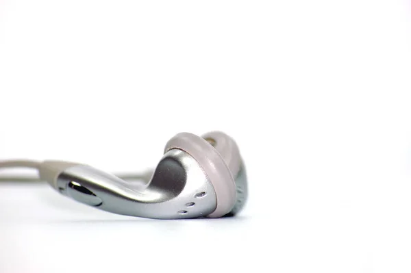 Białe Słuchawki Izolowane Tle — Zdjęcie stockowe