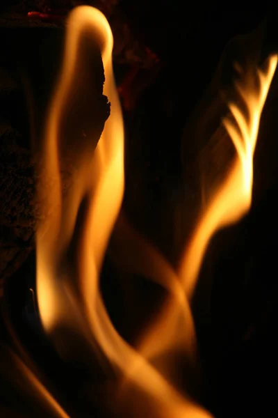 Flammes Feu Sur Fond Noir — Photo