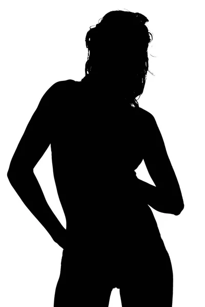 Silhouette Einer Frau Schwarzen Kleid — Stockfoto