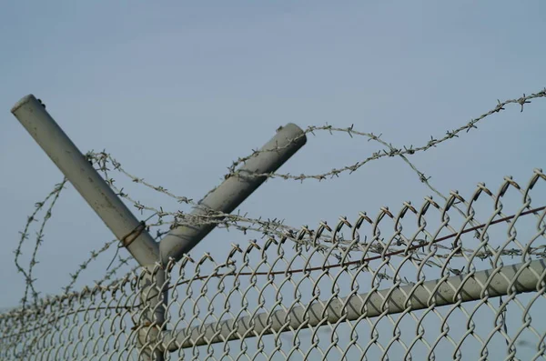 Barbed Wire Fence Sky — Stock Photo, Image
