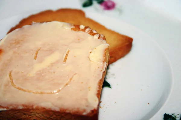 Deliziosa Torta Crema Formaggio Con Salsa Acida — Foto Stock