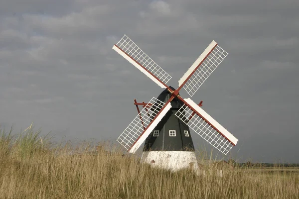 Vue Panoramique Paysage Avec Bâtiment Moulin Vent — Photo