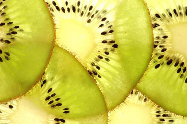 Kiwi Fatias Kiwi Frutas Frescas Saborosa Fruta Tropical Verde — Fotografia de Stock