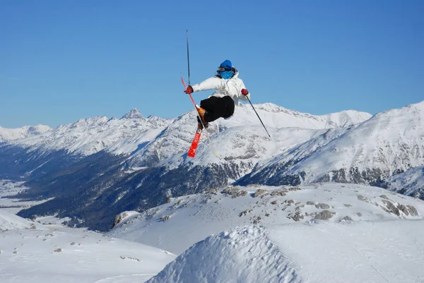 Sciatori Sopra Engadina — Foto Stock