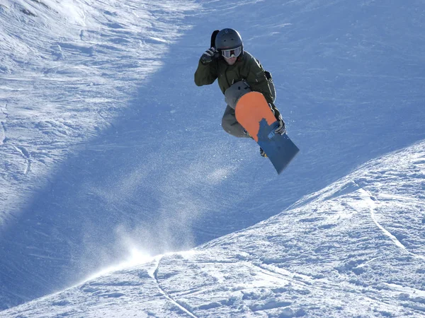 Agarrar Com Snowboard Yesss — Fotografia de Stock