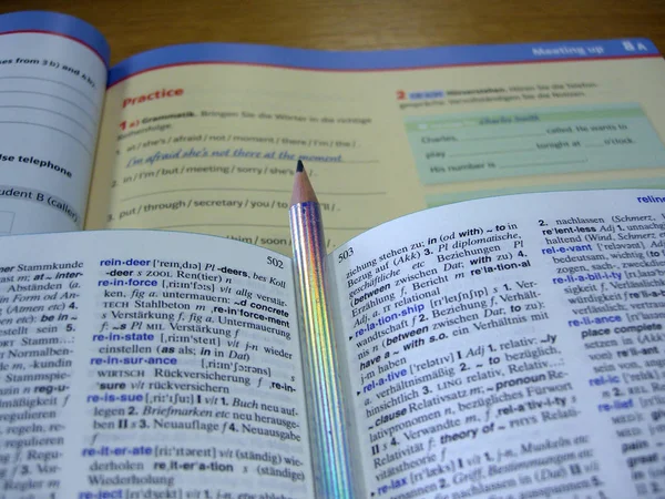 Primer Plano Libro Con Una Pluma — Foto de Stock