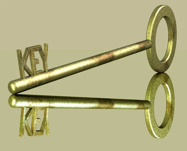 Gyllene Nyckel Med Guldmynt — Stockfoto