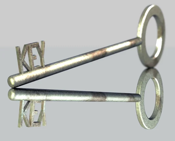 Stary Klucz Metalowym Łańcuchem — Zdjęcie stockowe