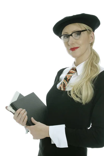 Young Woman Books Hand — Stock Photo, Image