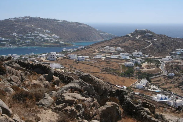 Mykonos Ostrov Skupině Kyklad Egejském Moři Známý Svou Atmosférou Letních — Stock fotografie