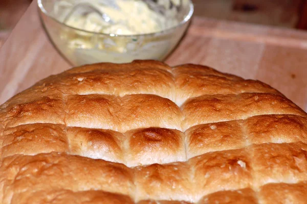 Fladenbrot Con Mantequilla Hierba — Foto de Stock