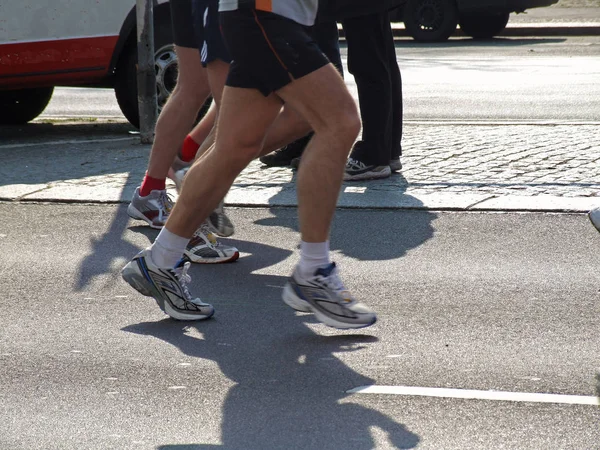 Километре Телята Прежнему Здоровы Берлинский Полумарафон Самый Большой Полумарафон Германии — стоковое фото