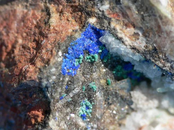 Diesen Azuritkristalle Mit Malachit Und Silber Fand Ich Auf Der — Stockfoto