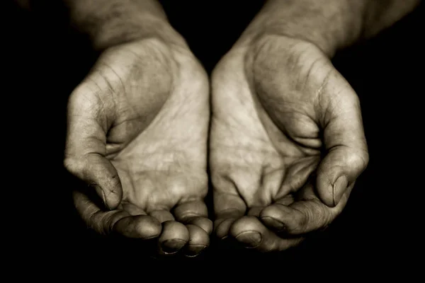 Händerna Äldre Kvinna Med Hand — Stockfoto