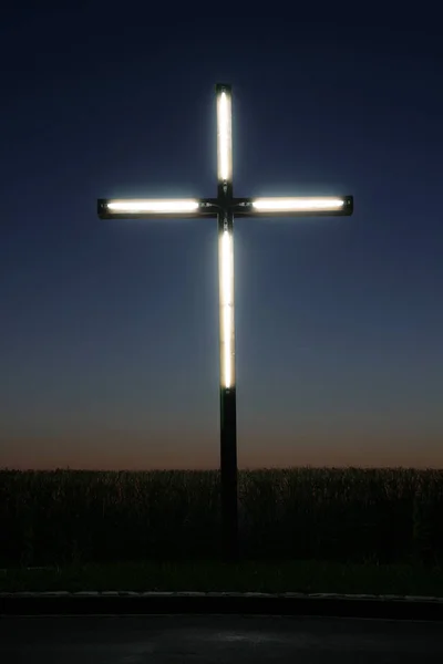 Lighted Cross Sunset — Stock Photo, Image