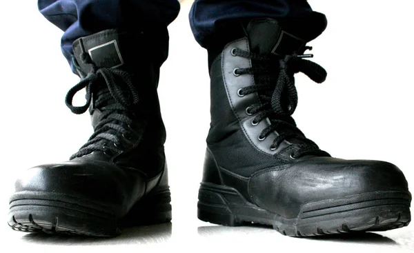 Black Boots Isolated White — Stock Photo, Image
