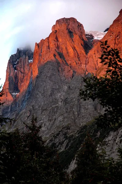 Alpenglow Espetáculo Tirar Fôlego — Fotografia de Stock