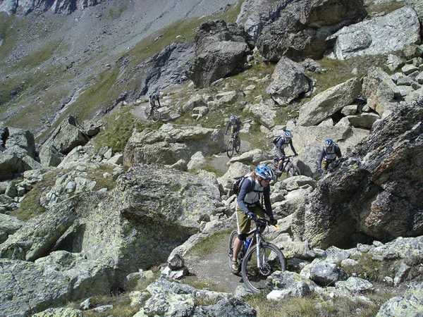 Гірський Велосипедист Горах — стокове фото