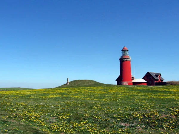 Bovbjerg Lighthouse Built 1877 Highest Point Escarpment Blushed Daubed Seafarers — Stock Photo, Image