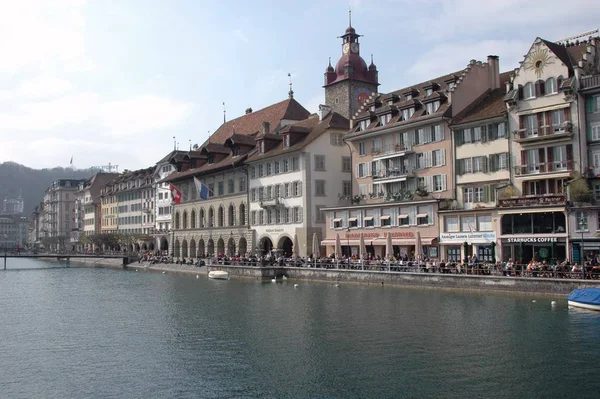 Lucerne Egy Kompakt Város Svájcban Ismert Megőrzött Középkori Építészet — Stock Fotó