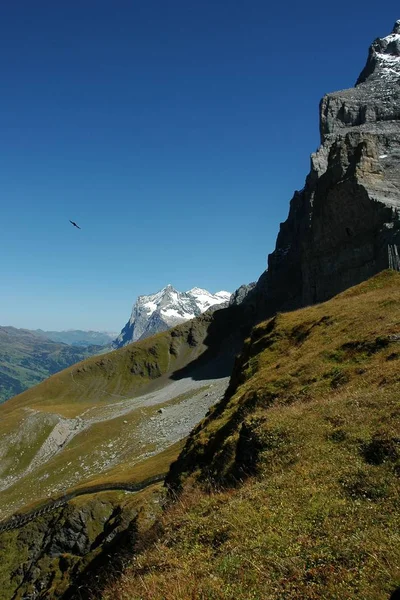 Caminho Aparentemente Interminável Conduz Longo Eiger Através Uma Paisagem Natural — Fotografia de Stock