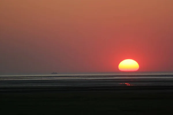 Leuchtend Roter Sonnenuntergang Nordsee — Stockfoto