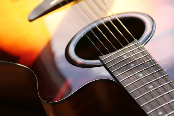 Крупним Планом Акустична Гітара — стокове фото