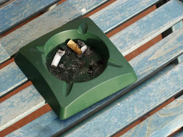 Ashtray Blue Table — Stock Photo, Image